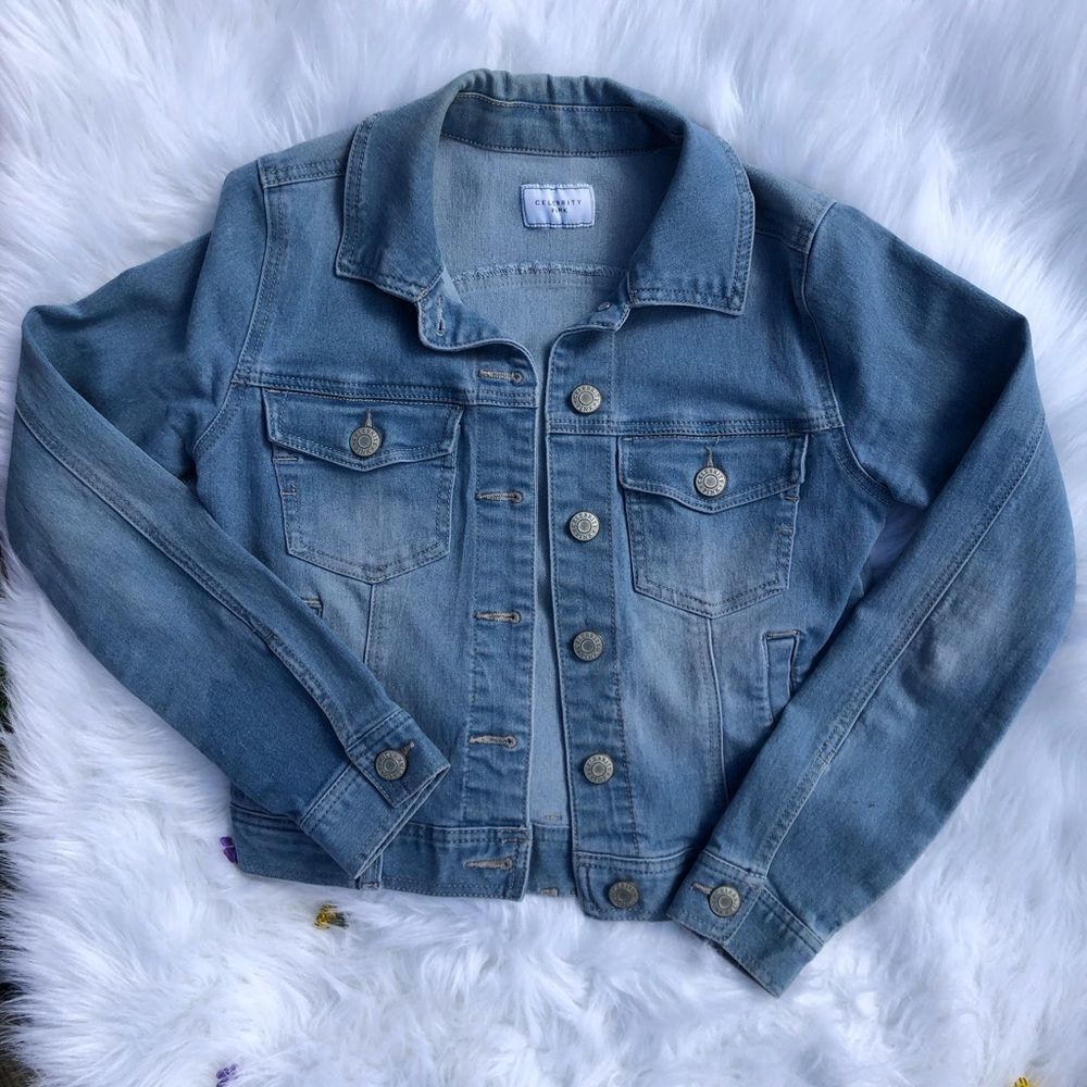 Celebrity Pink Cropped Jean Jacket